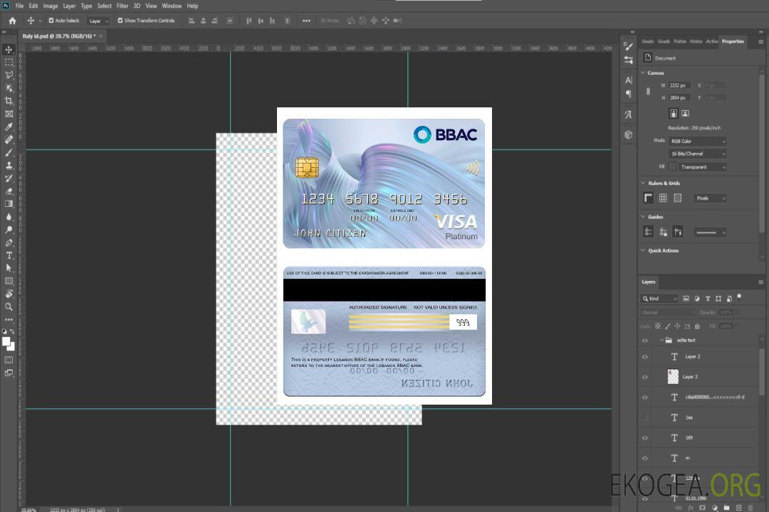 Carte visa platine BBAC Liban template Carte visa platine BBAC Liban template